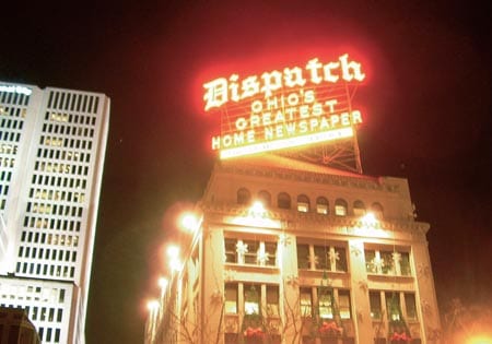 Picture of the Columbus Dispatch at night